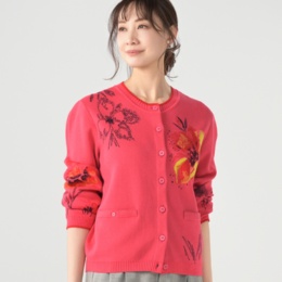 IVKO WOMAN フローラルパターン ラウンドネックカーディガン