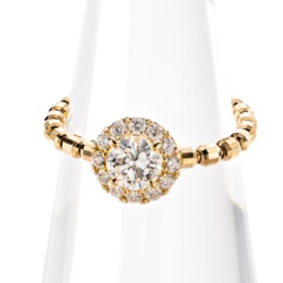 ナミビア産FカラーUPダイヤ18KYGストレッチリング0.3ctUP