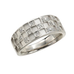 純プラチナ チェッカードデザインダイヤモンド リング