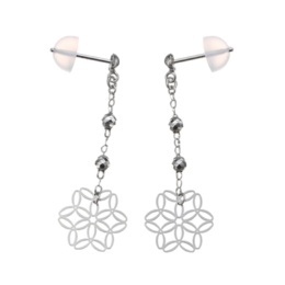 純プラチナ/18KWG 八重桜デザイン イヤリング/ピアス