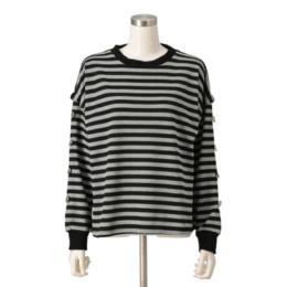 Provador ボタンアクセント ボーダープルオーバー