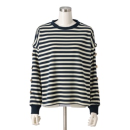 Provador ボタンアクセント ボーダープルオーバー