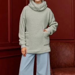  Provador 襟元ぬくぬくワッフルマシュマロチュニック