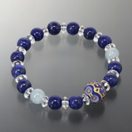 幸せのふくろう ラピスラズリ&アクアマリンサークルブレス