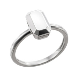 純プラチナ エメラルドカット デザイン リング