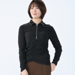  ANGELOS キラキラストレッチハーフジップ長袖Tシャツ