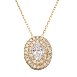 18KYG D/IFオーバルブリリアントダイヤペンダント0.3ctUP