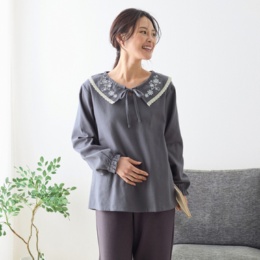 チュチュアンナ 両面微起毛フランネルボタニカル刺繍長袖