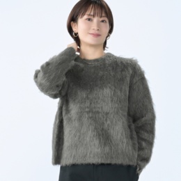  UNFILO アルパカ混シャギークルーネック