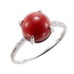 土佐沖産血赤珊瑚 PT950 リング8.5mm珠