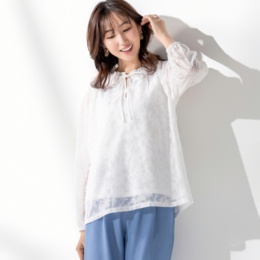 CARRIERE 絶妙シアーなレースブラウス