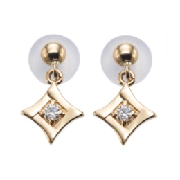 10KYG ダイヤモンド ルフレ デザイン ピアス