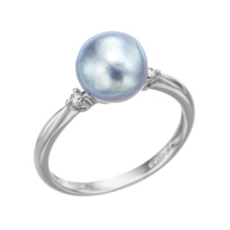 PT950 ナチュラルブルーカラーアコヤ真珠 リング 8mm珠