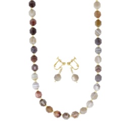 越田雅哉縞メノウネックレス&イヤリング/ピアス