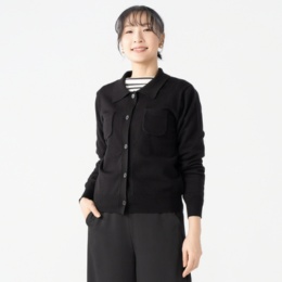 エニワイズ ポケット付きポロ衿ニットカーディガン