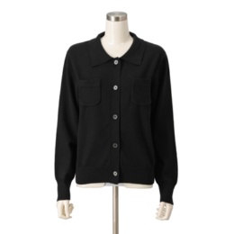  エニワイズ ポケット付きポロ衿ニットカーディガン