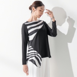 BOUTIQUE JUNKO リニアプリントアシンメトリープルオーバー