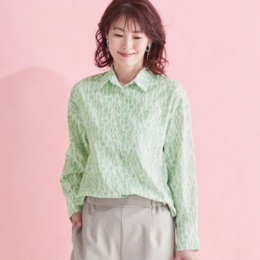 day to day エレガントフォントプリントシャツ