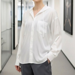  Oh My Tailor レーヨン混フードシャツ