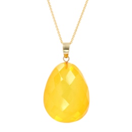 琥珀 シャンデリアカットティアドロップ ペンダント