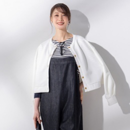 Coeur sucreふんわり袖 ドット釦ショートカーディガン