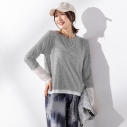 Coeur sucre シアーリブヘンリーネックプルオーバー