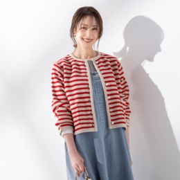 Coeur sucre ウェーブ ボーダーニットジャケット