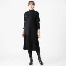 タカシマヤスタイルプリュ 裾プリーツデザインニットワンピース