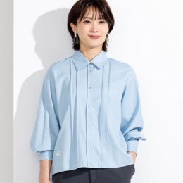  calma 艶めきシャンブレー クロップドシャツ