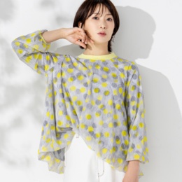  calma ピーコックドット柄 パワーネットバルーンチュニック