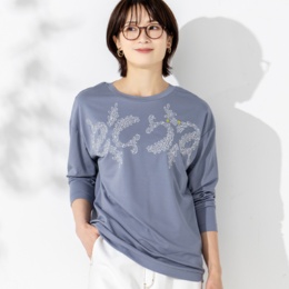  calma リーフモチーフ刺繍プルオーバー