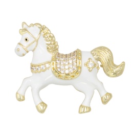 JinkaNezu キュービックジルコニア ホワイト ポニー ブローチ