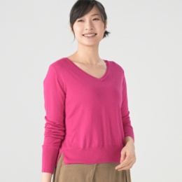 KawaiOkada Vネックハイゲージニットプルオーバー