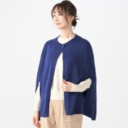  KawaiOkada ミドルゲージニットケープカーディガン