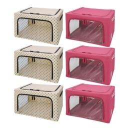 スタッキングできる 窓付き収納BOX 選べる6個セット