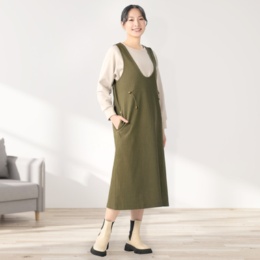 エニワイズ ドロスト付きニットデニムジャンスカ