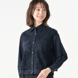 falsetto レース使いシャツブルゾン