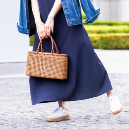  葡萄藤 石畳編みバッグ