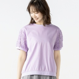 Remite フラワーレーススリーブカットソー