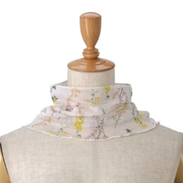 ルナジュメール シルク100%チュール洗える柄プリントネックカバー