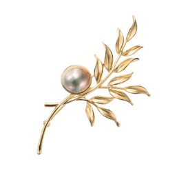 SV 奄美大島産マベパール リーフデザインブローチ 13mm