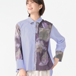 calma モードプリント ストライプロングシャツ