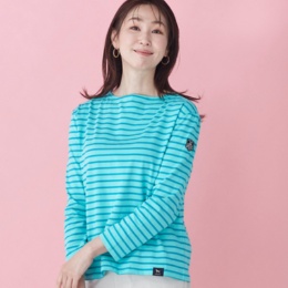 Labrador Retriever ボートネックカラーボーダーTシャツ