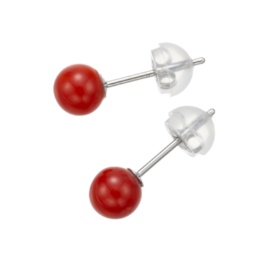 土佐沖産血赤珊瑚 PT900 イヤリング/ピアス5mm珠