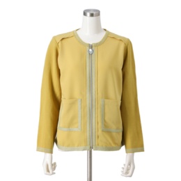 PCD ラメモダンラインのニットドッキングジップアップジャケット