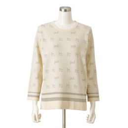 PCD ラメモダンラインの八分袖ニットプルオーバー