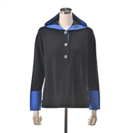 PCD フロントＴバーアクセントのフーディーニットプルオーバー