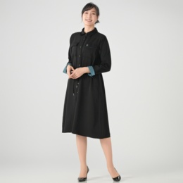  PCD ポケットアクセントのモダンシャツワンピース