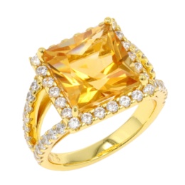 シルバー925 シトリン＆CZ リング4.7ctUP[グラシア]