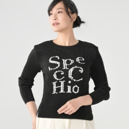 SPECCHIO シャトルプリーツフリーサイズロゴ刺繍トップス